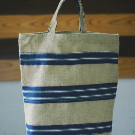 Jute Bag with Horizontal Stripes