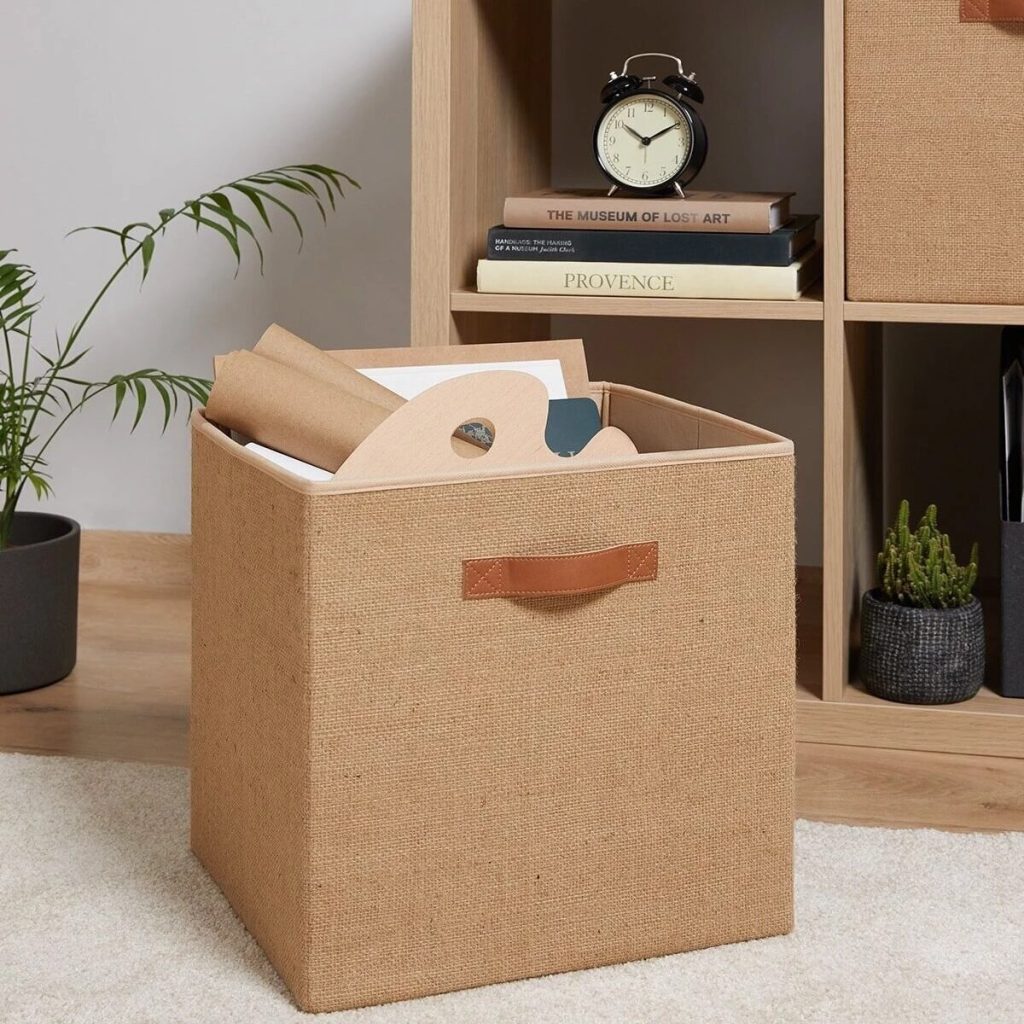 Premium Storage Basket Green Golden Jutex